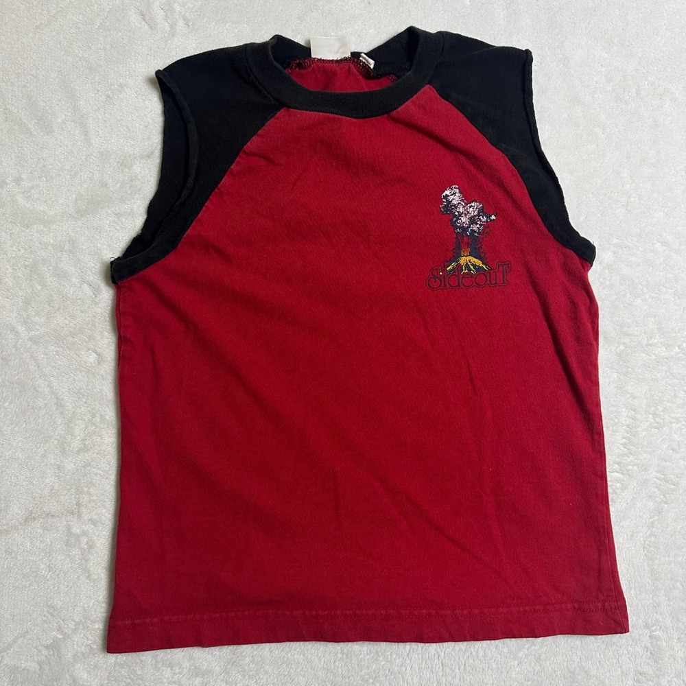 VTG Sideout Kids 8 Tank Top Kilauea Volcano Graphic Y2K Skater Red Black Surfer